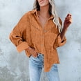 thumbnail image 2 of Uhndy Winter Jackets Coats for Women, Women Pockets Buttons Long Sleeve Tops Outwear Solid Color Turn-down Collar Corduroy Jacket Coat Christmas Gifts for Women, 2 of 5