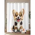 thumbnail image 4 of Fsddascl Cute Sitting Dog Shower Curtain Set - 72" x 78" Washable Bathtub Curtain with 12 Hooks, Watercolor Cartoon Puppy Animal Waterproof Fabric Stall Shower Curtains for Bathroom/Bathtub Décor, 4 of 6