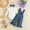 thumbnail image 6 of mgoYE Baby Girl Clothes 3 6 9 12 18 Months Preemie Baby Girl Suspender Outfits Fall Winter Outfits Gifts for Girls Cute Pant Sets(Blue,0-3 Months), 6 of 8