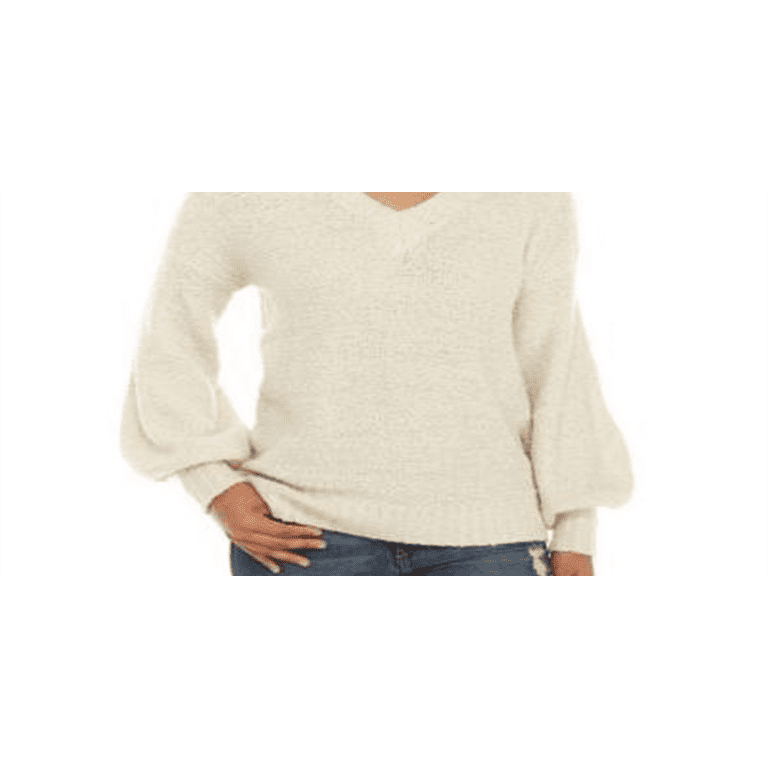 Kensie Women s Fuzzy Boucle Sweater Sweater White Size M Walmart