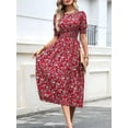 thumbnail image 4 of Women'S Chiffon Floral Dresses Casual Summer Boho Flutter Sleeve Flowy Western Dress Red XL, 4 of 9