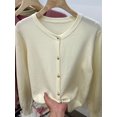 thumbnail image 2 of AOSSVIAO-suéteres de manga larga para mujer, cárdigan con cuello redondo, Tops de punto, Tops básicos de moda, primavera y otoño, 2 of 3