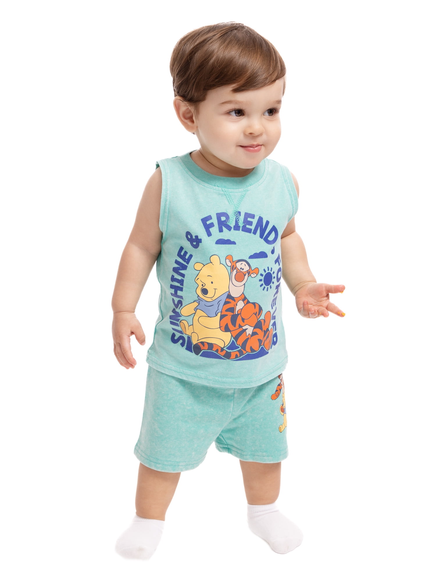 Winnie the Pooh Baby Boys Sleeveless Graphic Tank Top and Shorts Set, 2-Piece, Sizes 0/3M-24M