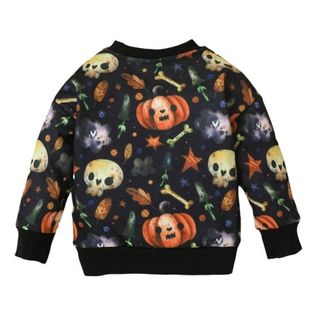 

Sweatshirt Toddler Kids Spring Summer Pumpkin Print Round Neck Long Sleeve Sweatshirts Baby Clothes Black 1 Years-2 Years