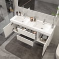 thumbnail image 3 of Vanity Art 60" Double Sink Wall Mount Bathroom Vanity Set Engineering Stone Top High Glossy Finish, 3 of 9