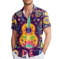 thumbnail image 1 of Chemise Homme Printemps Été Style Mexicain Chemises à Boutons Col Rabattu Imprimé Complet Manches Courtes T-Shirts Homme Bleu Foncé m, 1 of 5