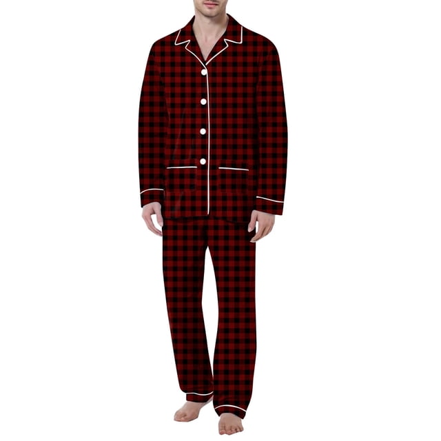 Men's Pajama & Sets & Loungewear Soft Comfortable Homewear Two-Piece Pajama Set in Solid Color for Relaxing at Home