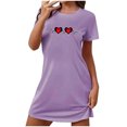 thumbnail image 2 of Camisón corto de San Valentín para mujer, talla grande, estampado en el pecho, cuello redondo, manga corta, 2 of 3