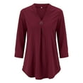 thumbnail image 2 of Red Plus Size Tshirts for Women, Polyester Womens Shirts Dressy Casual, Long Sleeve Printed Plus Size Tops, Plus Size Blouses, Solid Plus Size Shirt for Women, Weekend Solid Color Womens Tops Plus, 2 of 9