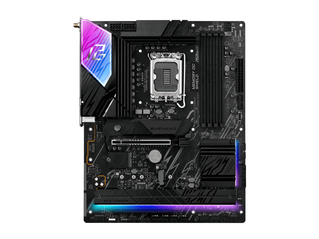 ASRock Phantom Gaming B860 Lightning WiFi LGA 1851 Intel B860 SATA 6Gb/s DDR5 ATX Motherboard