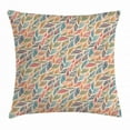 thumbnail image 1 of Boho Throw Pillow Cushion Cover, Abstract Feather Wave Pattern with Retro Look and Artistic Colorful Short Lines Curves, Decorative Square Accent Pillow Case, 24 X 24 Inches, Multicolor, by Ambesonne, 1 of 2