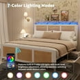 thumbnail image 3 of Rattan Full Bed Frame with LED Headboard (7 Colors), Boho Cane Platform Bed with 4 Large Drawers, Metal Slats Support, No Box Spring Needed, White, 3 of 9