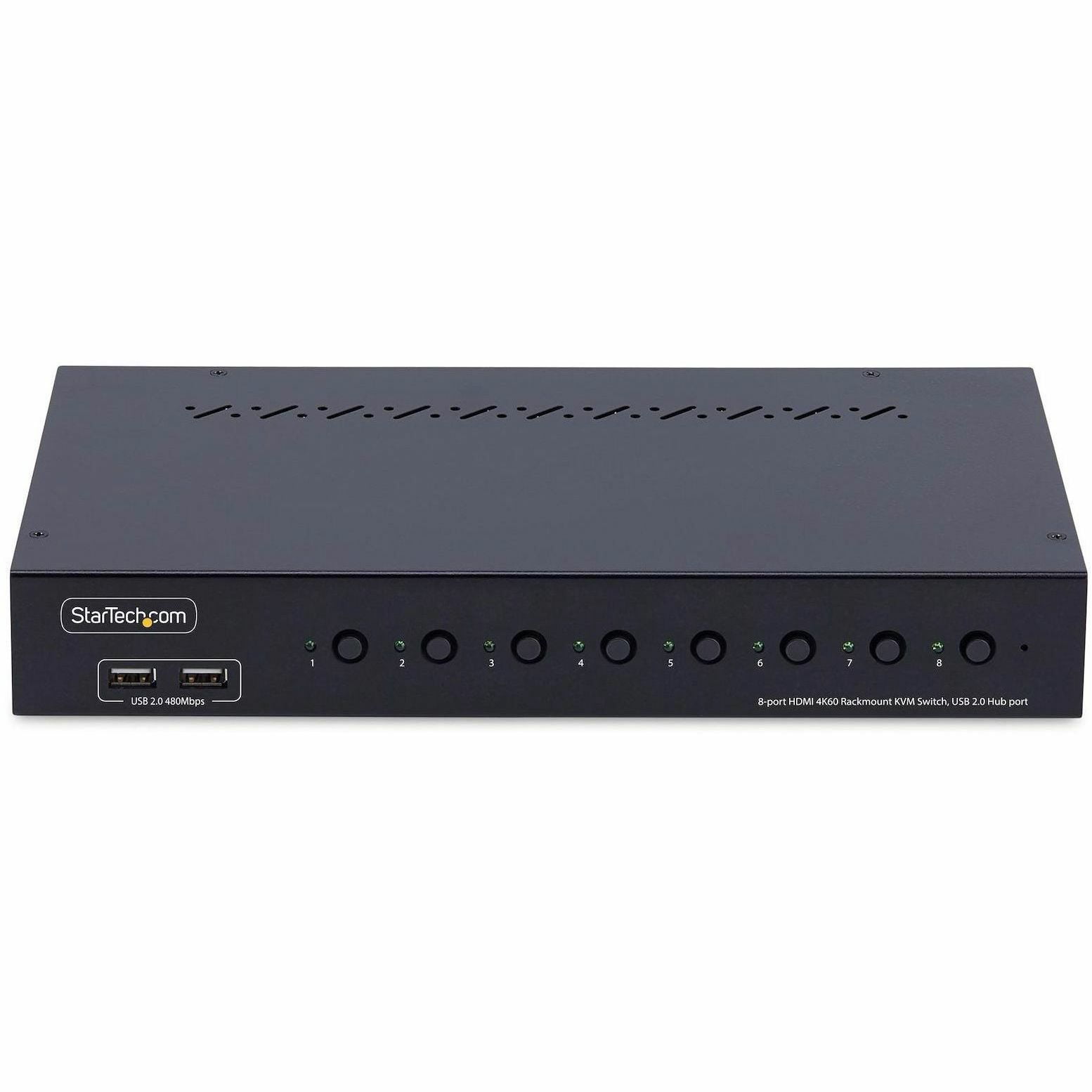 StarTech.com 8-Port HDMI KVM Switch with 1U Rack Mount Kit, 4K 60Hz HDMI 2.0, Push-Button & Hotkey Switching, TAA Compliant