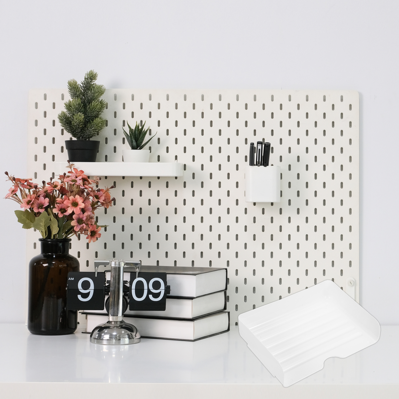 Uxcell 13.3"x9.8"x3" Stackable Letter Tray, 2-Tier Paper Organizer Rectangular Plastic Desk Organizer Accessories File Holder for Office Desk Drawers Paper Storage, White