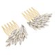 thumbnail image 5 of Crystal Rhinestone Perlas De La Boda Pinza De Pelo Peine Novia Alas De ángel - Dorado Sunnimix Pinza de pelo de boda, 5 of 8
