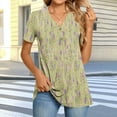 thumbnail image 2 of JTZGDY Henley Tops for Women Dressy Casual Summer Boho Floral Pattern Printed Short Sleeve Button V Neck Graphic T-Shirts Loose Oversized Tunic Blouse Yellow XL, 2 of 7