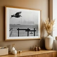 thumbnail image 4 of The Manhattan Skyline on a Gloomy Day - Staten Island New York Photography Cityscape Bird Skyline Black and White Seascape Moody Foggy Oak Framed Wall Art Print 16 x 24 inches, 4 of 6