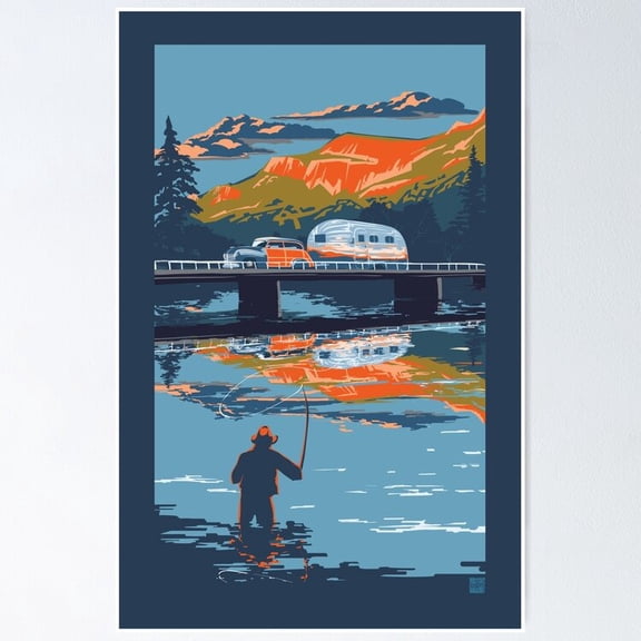 Poster Retro Airstream Travel - No Framed, Vintage Wall Art, Trendy Retro Print, Positive Quote Poster, Room Decor, Wall Art, 8x12