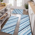 thumbnail image 2 of Blue Geometric Stripe Pattern Kitchen Rugs Sets Of 3,Kitchen Runner Rugs Non Skid Washable,Decorative Kitchen Floor Mats for Kitchen,Sink,Laundry,17"x30"+ 17"x47" + 17"x59", 2 of 6