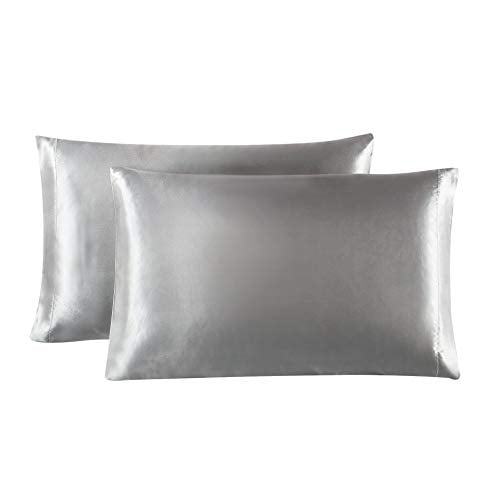 2 Piece of 350TC Solid White Soft Silk~y Satin Pillow Case Queen/Full Size 