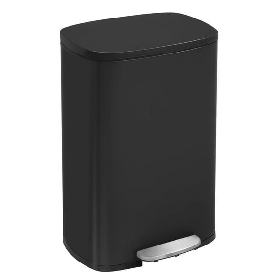 BestOffice 13 Gallon (50L) Trash Can with Soft-Close, Stainless Steel Can for Kitchen, Home, Black