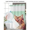 thumbnail image 6 of No Hook Shower Curtain with Snap-in Liner, Green Cat Waterproof Fabric Bathroom Curtains, Funny Animals Modern Art Bath Curtains & Mesh Top Window Narrow 36"x78", 6 of 9