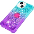 thumbnail image 5 of Glitter Case for Apple iPhone 15 Plus for Women Girls, Bling Sparkle Colorful Gradient Quicksand Waterfall Soft TPU Liquid Cover Case with Ring Stand for iPhone 15 Plus JB-Green Purple, 5 of 14