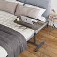 thumbnail image 2 of Adjustable Bedside Laptop Desk with Mouse Pad on Wheels, Adjustable Overbed Table,Rolling Computer Stand,Hospital and Home Use- Oak Grey, 2 of 16