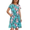 thumbnail image 3 of Uourmeti Axolot Cute Short Sleeve Dresses for Girls Casual Loose Ruffle Swing Sundress with Pockets Lightweight Soft Crewneck Knee-Length Dress 2-14Y, 3 of 5