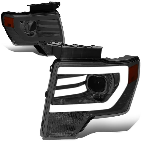 DNA Motoring For 09-14 Ford F150 LED DRL Smoked Amber Corner Projector Headlight Lamps Pair