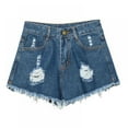thumbnail image 5 of Fashion Sexy Women High Waist Ripped Hole Denim Jeans Shorts Fraying Edges Short Pants, 5 of 10