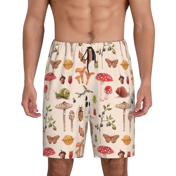 Balery Autumn Pantalones cortos de pijama de punto de algodón para hombre con cinturilla y bolsillos-Medium