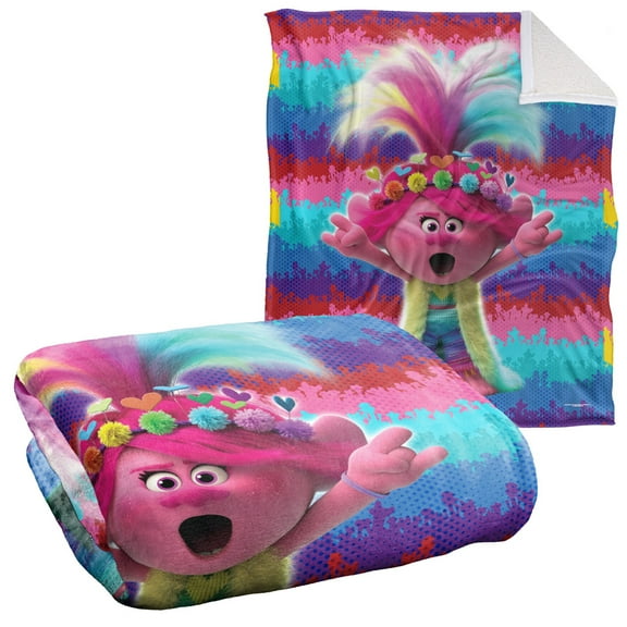 Trolls Blanket, 50"x60", Music Rules Silky Touch Sherpa Back Super Soft Throw