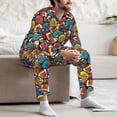 thumbnail image 7 of Salouo American Football Print Button-Front Long Sleeve Pajama Set for Men, Soft 2Pjs Men's Long Sleeve Sleepwear-Large, 7 of 7