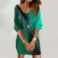 thumbnail image 2 of FAIWAD Robes Décontractées pour Femmes Grande Taille Col en V Manches 3/4 Robe Portefeuille Imprimé Tendance Mini Confortable Courte Tunique, 2 of 6