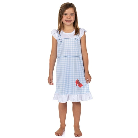 Wizard of Oz Pajamas Girls Dorothy Ruby Slippers Short Sleeve Ruffle Nightgown Loungewear