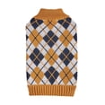 thumbnail image 4 of M13 Thanksgiving series pet clothes, lapel retro grid collision color turkey English pattern small dog and cat sweater (2,L), 4 of 5