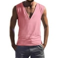 thumbnail image 3 of Mens Solid Deep V-Neck Tank Tops Muscle Deep V Neck Tank Tops Low Cut Sleeveless Shirts for Men Summer Fashion Clothes Red, Size M, 3 of 5
