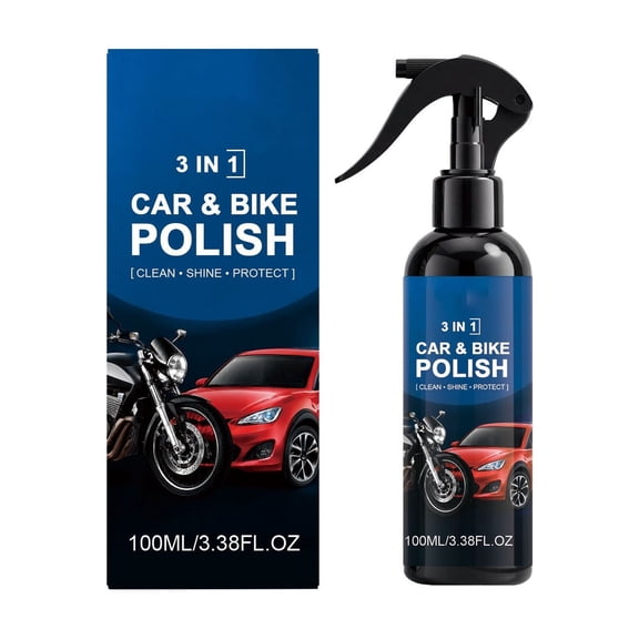 3-in-1 Car Motorcycle Polish Spray, Nano Coating Waterless Wax, High Gloss Restore for Cars SUVs RVs, Spray & Wipe 3.4 fl oz