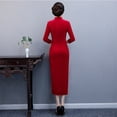 thumbnail image 4 of Cheongsam largo mejorado con bordado de terciopelo coreano de primavera para vestido de novia de suegra, 4 of 6