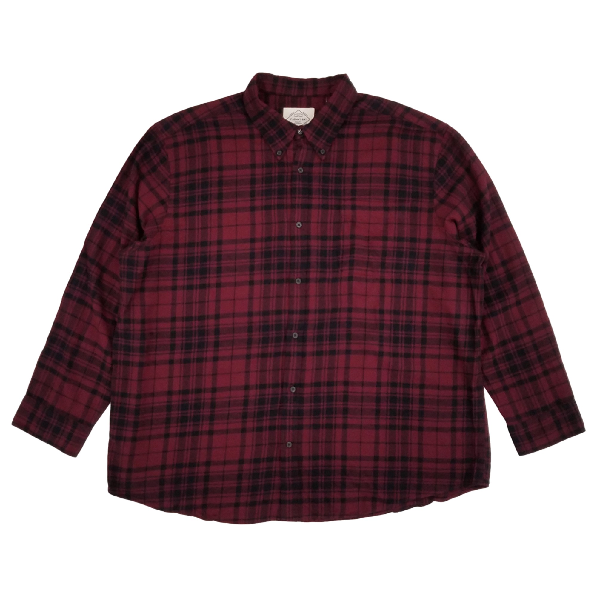 St. Johns Bay Mens Green Blue Plaid Long Sleeve Button-Down
