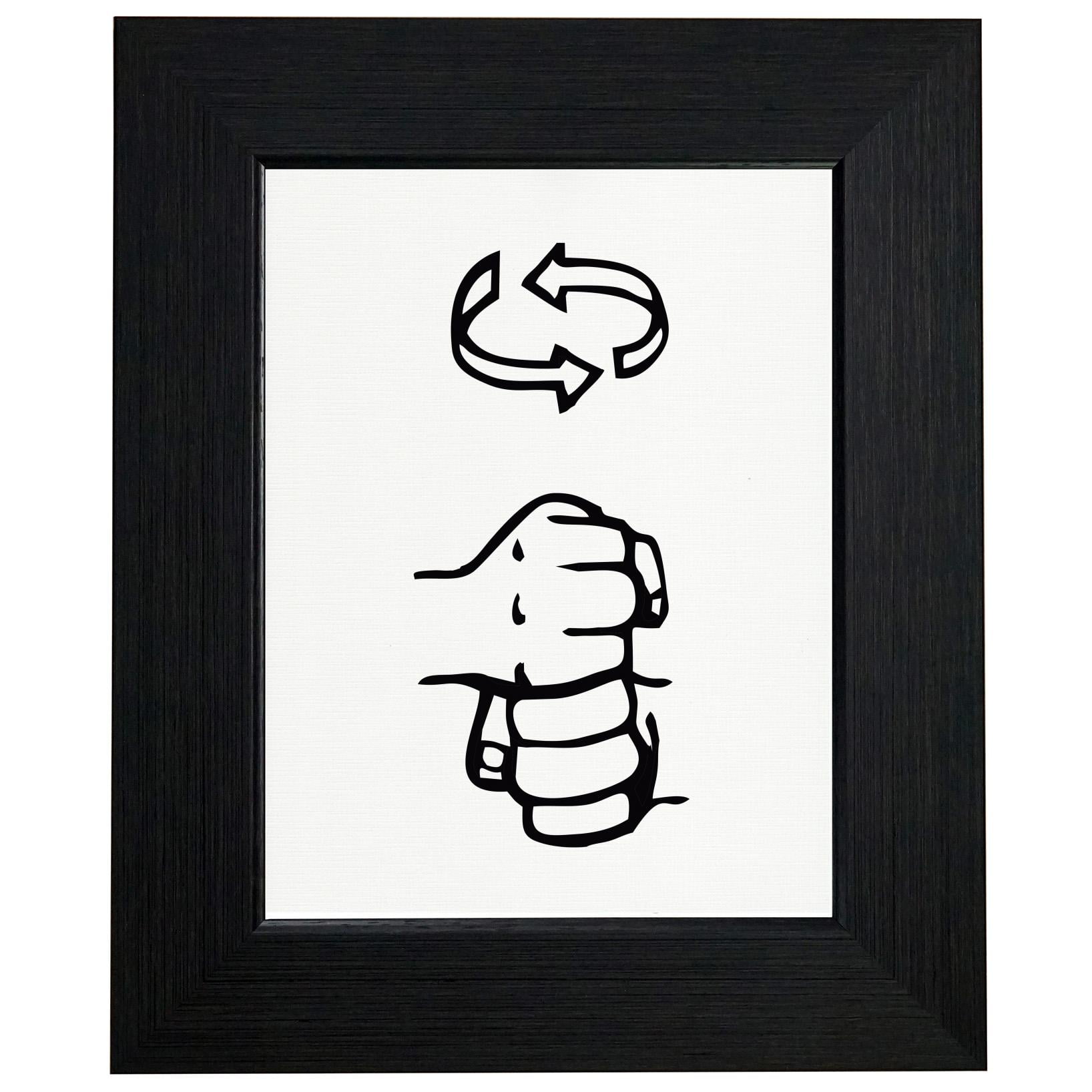 Coffee ASL Sign Language Coffee Lover Framed Print Poster Wall or