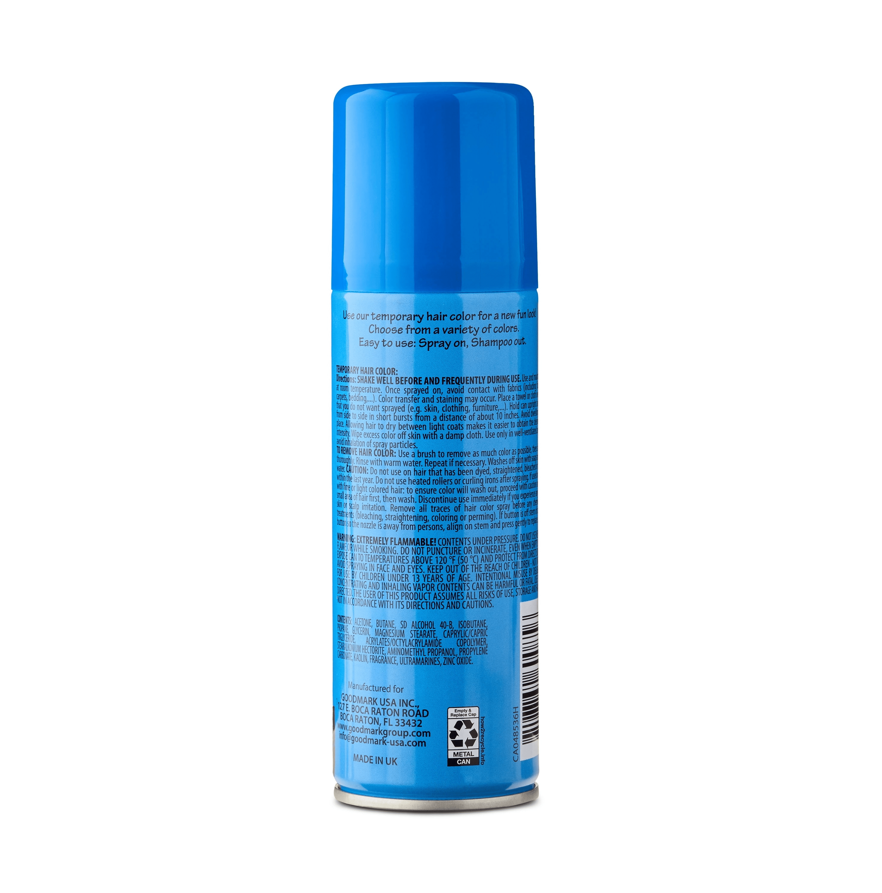 Blue Hair Spray, Halloween Accessory, Temporary Color, 3oz, by Goodmark USA