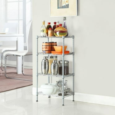 SamyoHome 14"x 10"x 32" 4-Tier Adjustable Corner Shelves Wire Shelving Rack Shelf
