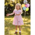 thumbnail image 5 of BemeyourBBs Kids Toddler Girls Pink Birthday Day Dress Outfit 1 2 3 4 5 6 Years Old Birthday Summer Clothes Little Girl Puff Short Sleeve Doll Collar Carousel Balloon Cake Embroidery Dress, 5 of 9