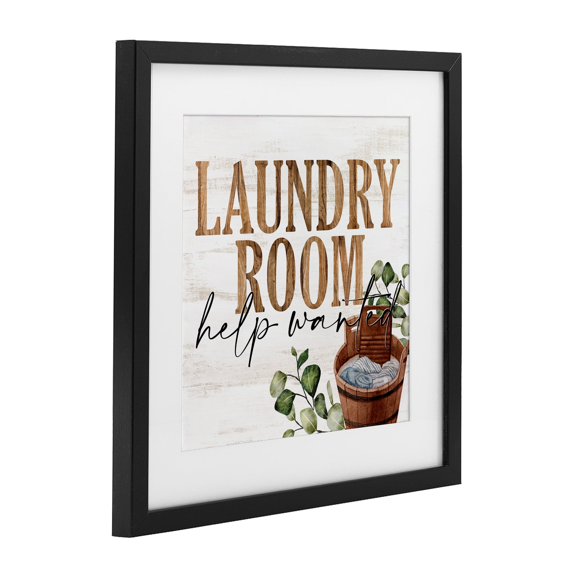 Help Wanted Rustic Laundry Room Black Framed Print Under Glass, design by Kim Allen