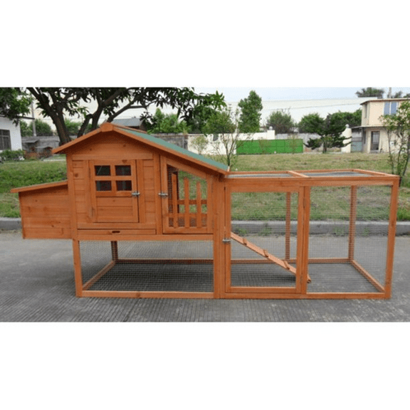86" Large Solid Wood Chicken Coop House Run Cage Nesting Box