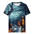 thumbnail image 4 of Mifsaly Halloween Tops for Women 2026 Spooky Witch Graphic T-Shirt Short Sleeve Crewneck Casual Fall Tees Multicolor,S, 4 of 5