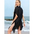 thumbnail image 6 of Women'S Chiffon Cardigan Cover Up with Half Sleeve Summer Sheer Beachwear Swimsuit for Bikini Black One size, 6 of 8