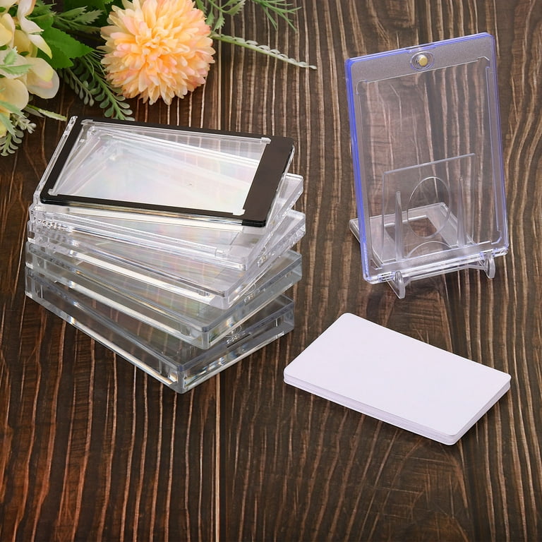 4Pcs Magnetic Card Holders for Trading Card, Baseball Card Protectors with  4 Stands, 35pt Acrylic Hard Card Sleeves Case for Sports Cards, MTG Cards